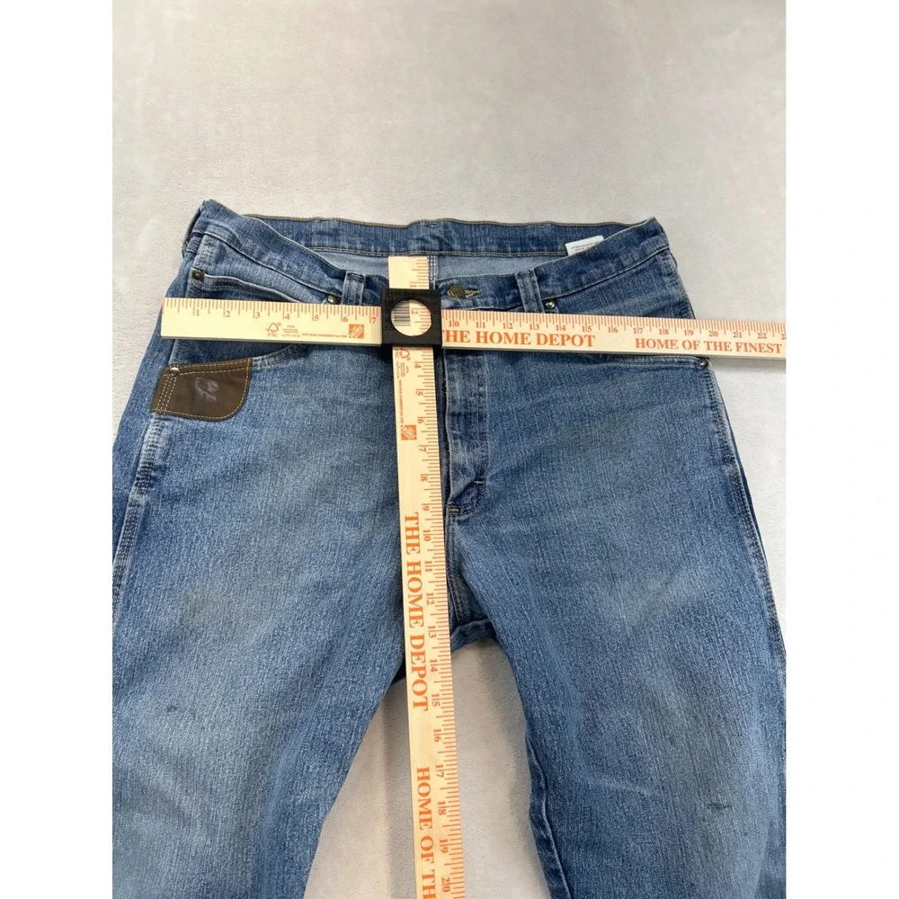 Wrangler Riggs Workwear Jeans Mens 38x32 Blue Straight Leg Denim‎